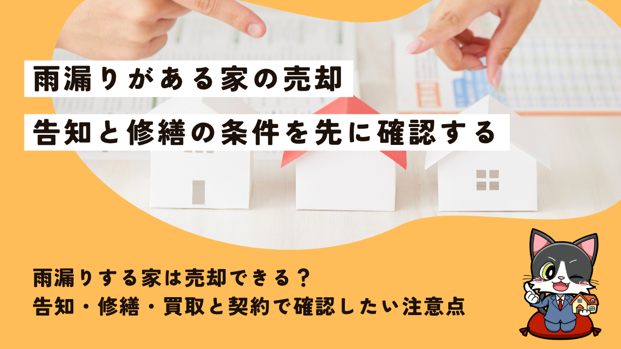 雨漏りする家は売却できる？告知・修繕・買取と契約で確認したい注意点
